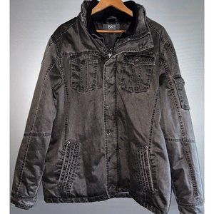 BKE MENS Gray Jacket COAT DOUBLE Zip SNAP Front  SZ Large Athletic Fit WARM